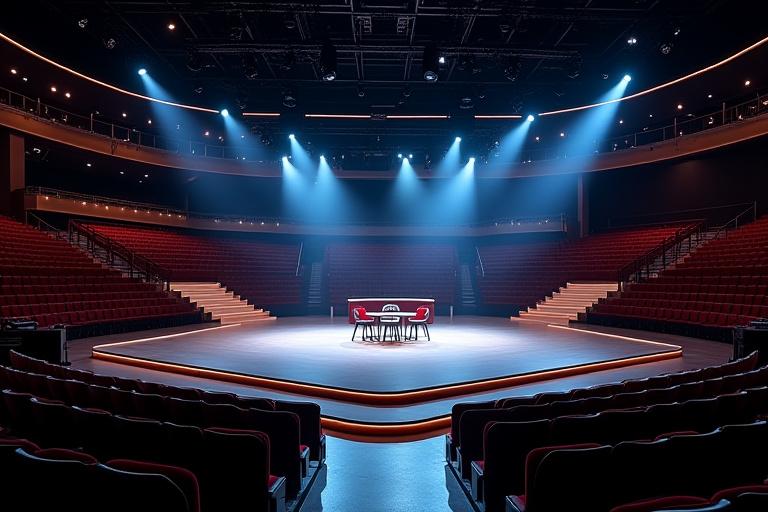 Studio 2 di Cobra Cine allestito per un talk show dal vivo con pubblico