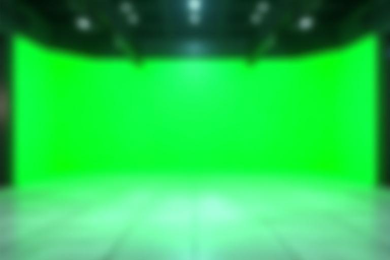 Ampio Studio 1 di Cobra Cine con un grande green screen attrezzato per riprese cinematografiche